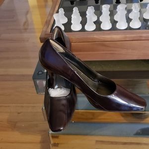 Chocolate brown eelskin heels